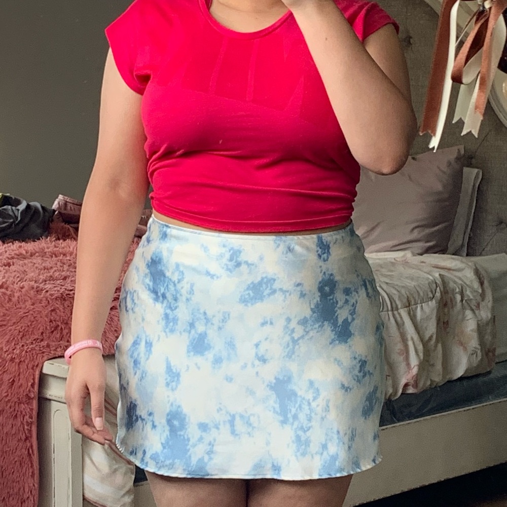 No Boundaries A Line Satin Mini Skirt